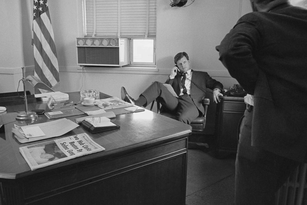 First-term U.S. Senator Edward Kennedy in his Boston office in 1965; Ted was often called on to photograph Teddy over the years.