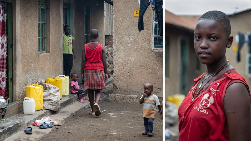 Tusiime Agnes, 14, at home in Kamwokya, Kampala. 