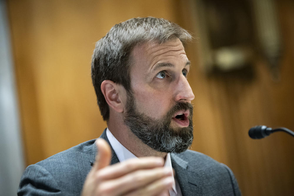 Jeremy Konyndyk, executive director of USAID's COVID task force, speaks at a hearing in Washington, D.C., in May 2021.