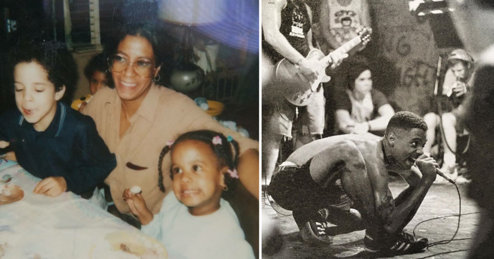 Left: Djali's uncle, grandmother, and aunt in Soundview, The Bronx, 1980s. Right: Djali's dad, Djinji Brown, 