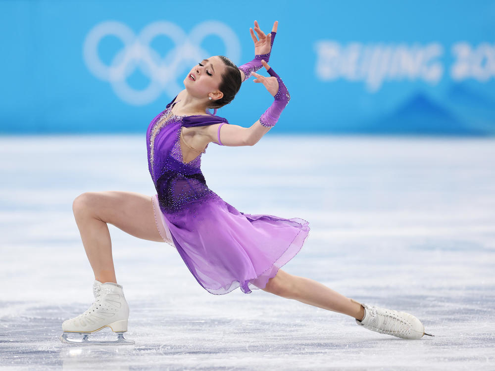 Kamila Valieva of Team ROC skates during the Women Single Skating Short Program on day eleven of the Beijing 2022 Winter Olympic Games at Capital Indoor Stadium on February 15, 2022 in Beijing, China.