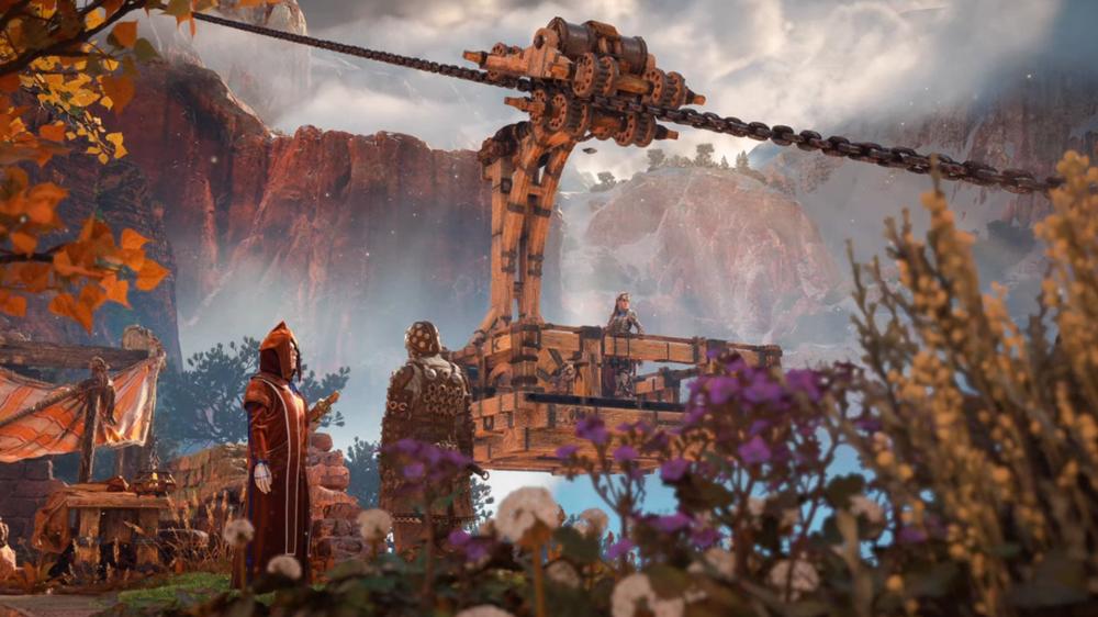 Aloy arrives at the Daunt, a valley that resembles National Parks in the Mountain West.