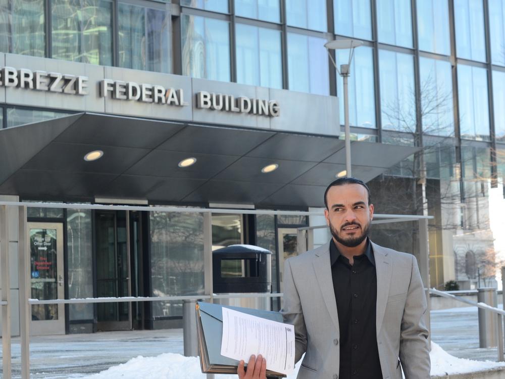 Mohammed al Refai on Monday at the center where he took the citizenship test.