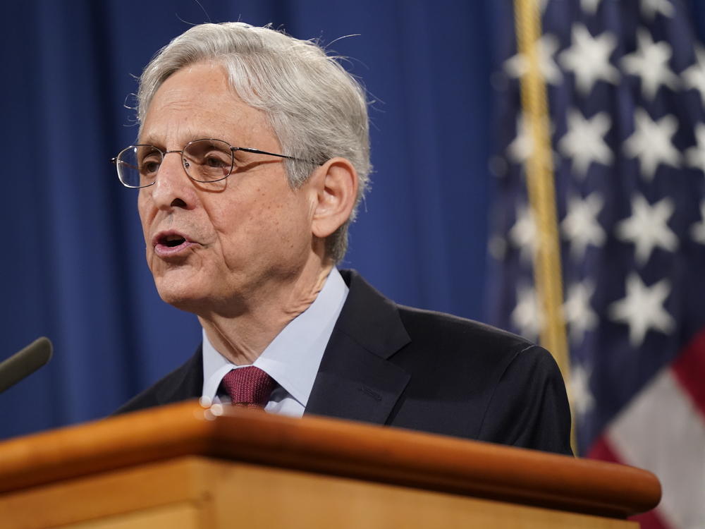 Attorney General Merrick Garland, in a 2021 photo, said a Missouri gun rights law impedes law enforcement in the state. The Department of Justice sued Wednesday to enjoin the law.