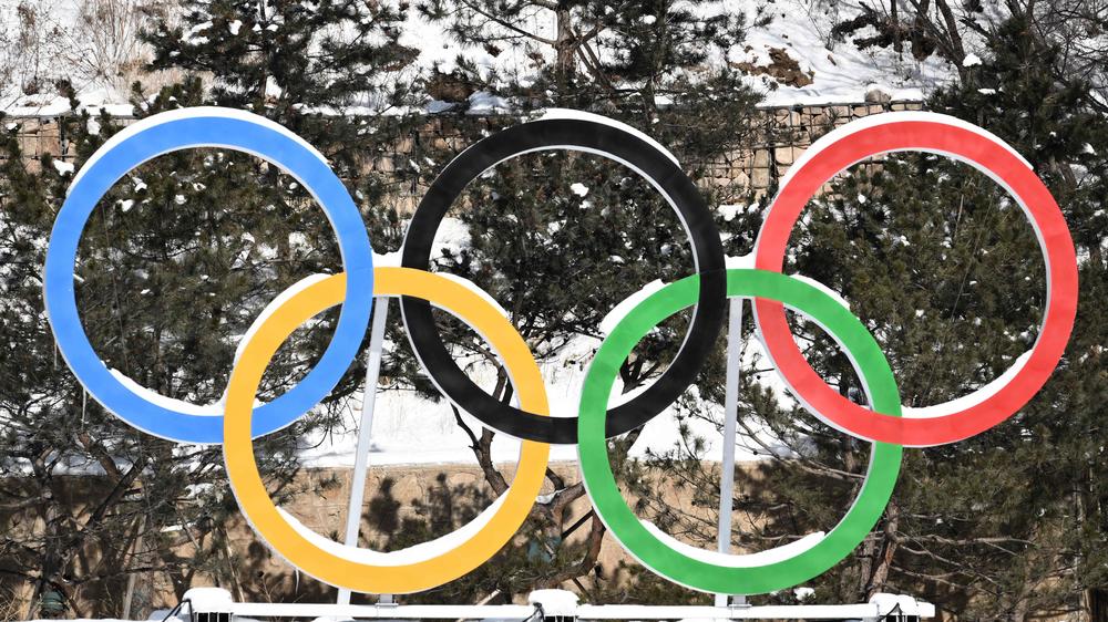 A general view of the Olympic rings during the Winter Games at the Yanqing National Alpine Skiing Center. If not planned well, transplanting trees from a nature reserve to make way for the Olympics could hurt biodiversity, a conservation expert says.