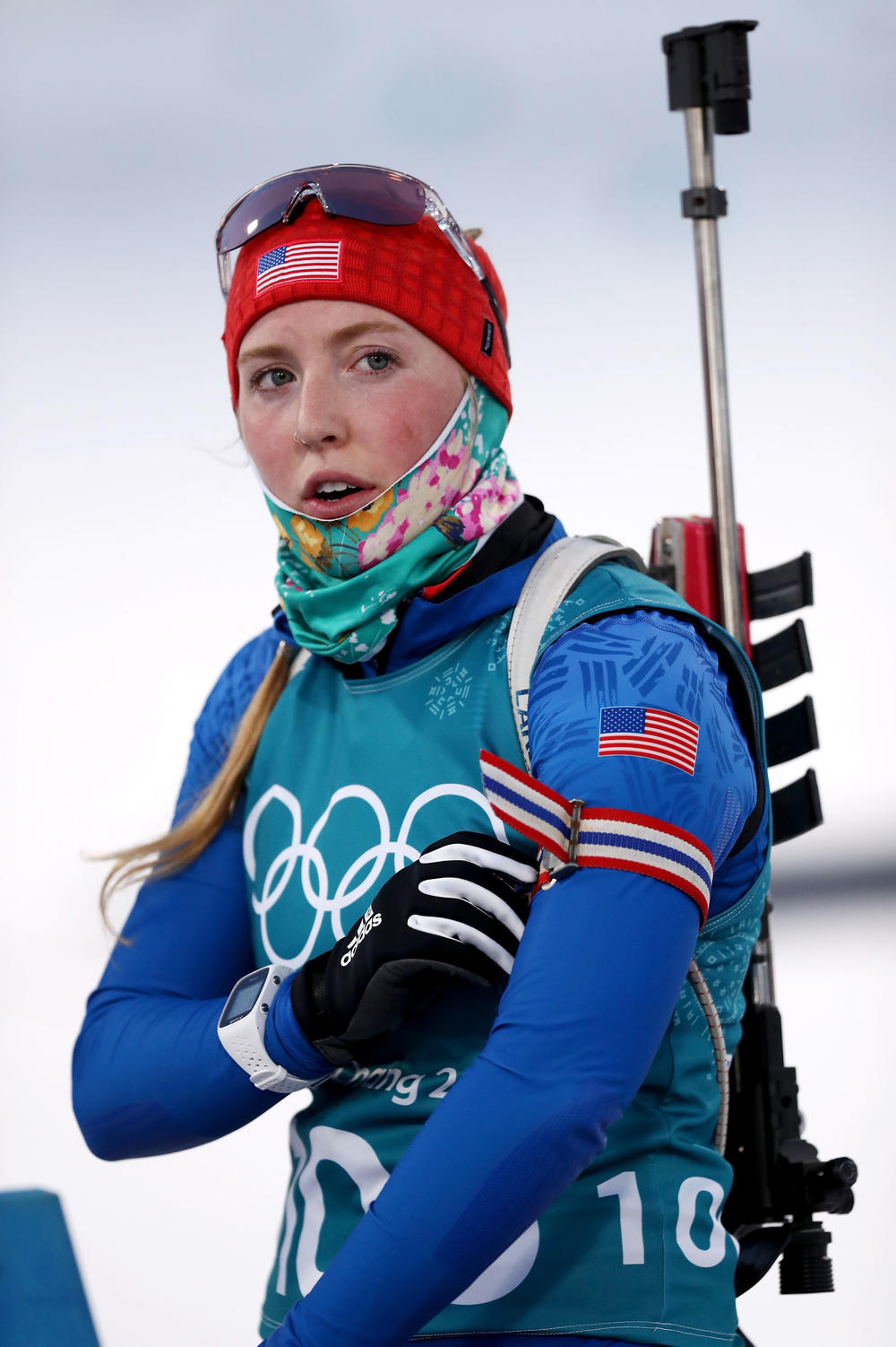 Biathlete Maddie Phaneuf of the United States trains during previews ahead of the Pyeongchang 2018 Winter Olympic Games on February 6, 2018.