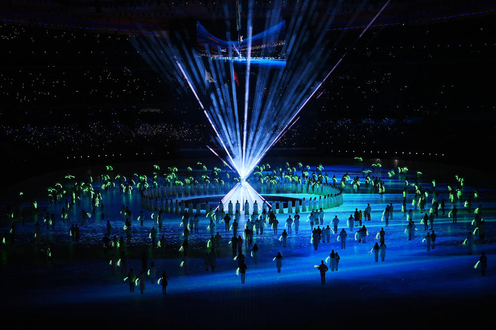 The Olympic Cauldron is seen as performers dance during the Beijing 2022 Winter Olympics Closing Ceremony on Day 16 of the Beijing 2022 Winter Olympics at Beijing National Stadium on February 20, 2022 in Beijing, China.