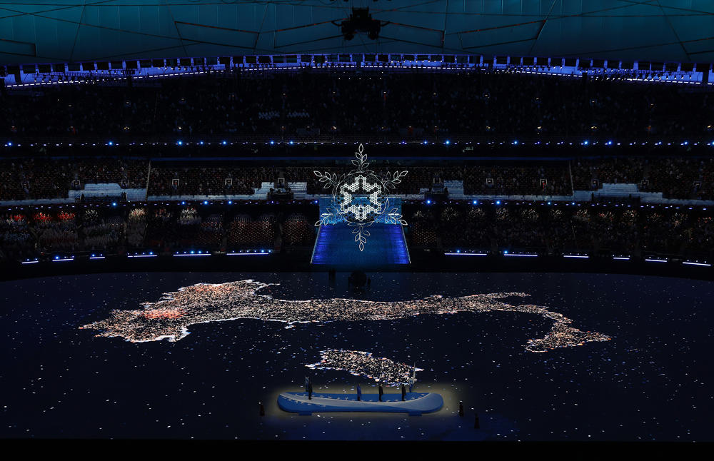 The Olympic Cauldron is seen as performers dance during the Beijing 2022 Winter Olympics Closing Ceremony on Day 16 of the Beijing 2022 Winter Olympics at Beijing National Stadium on February 20, 2022 in Beijing, China.