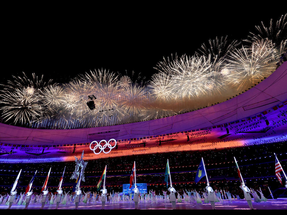 A firework display is seen during the closing ceremony on Day 16 of the Beijing 2022 Winter Olympics at Beijing National Stadium on Feb. 20, 2022.