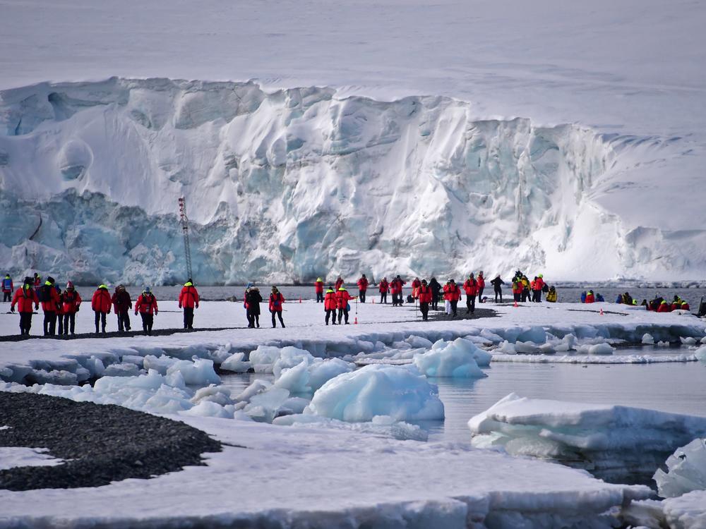 Tourists visit the South Shetland Islands in Antarctica in 2019. A new study suggests that tourism and research activity in the most heavily trafficked part of the continent are leading to significantly more snow melt.