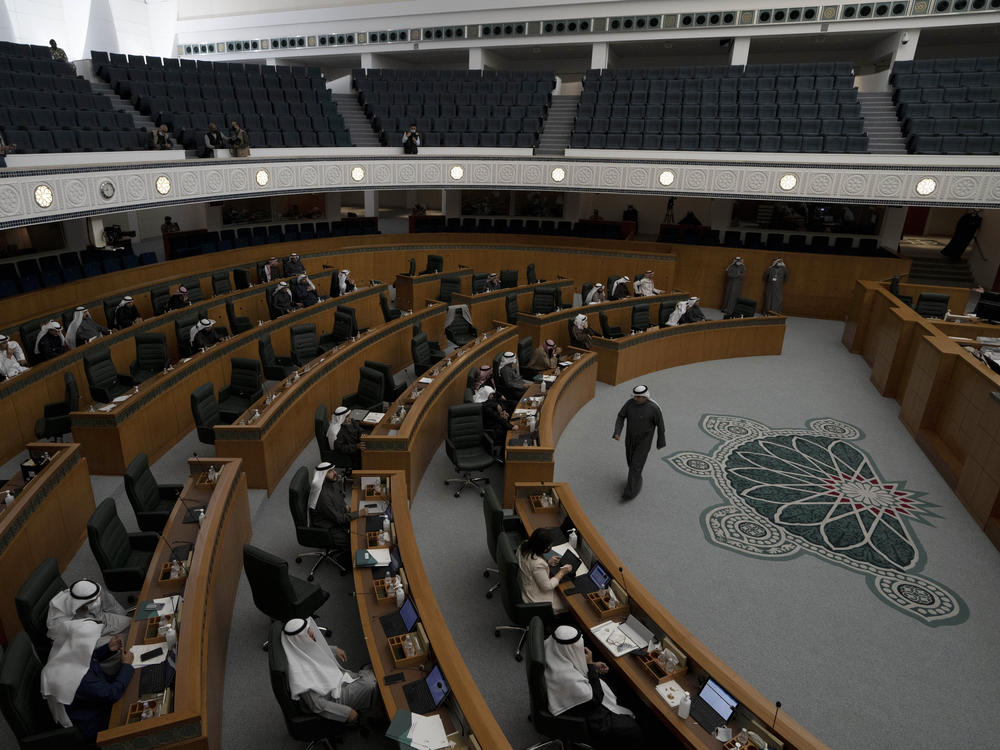 Lawmakers attend a session of Kuwait's National Assembly, in Kuwait City on Feb. 8.