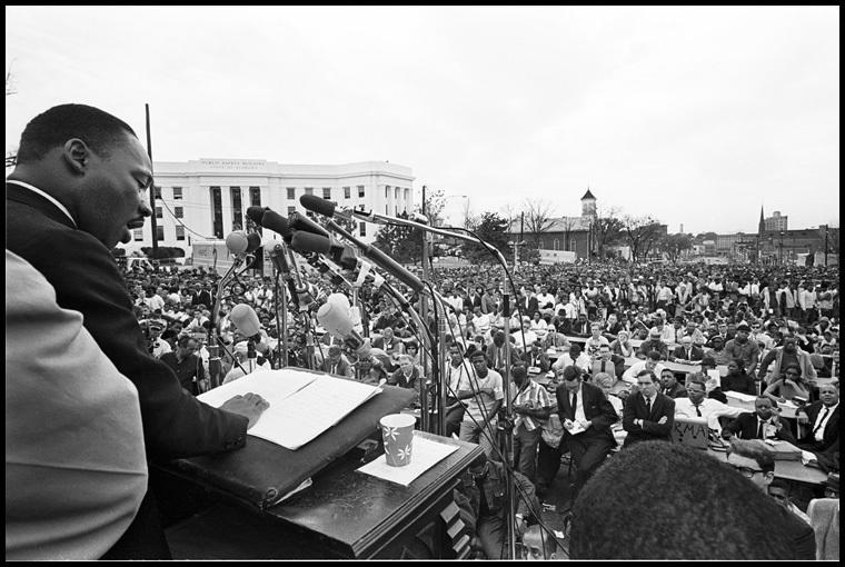 Martin Luther King. Jr. delivers a speech in Montgomery, Ala., in 1965.