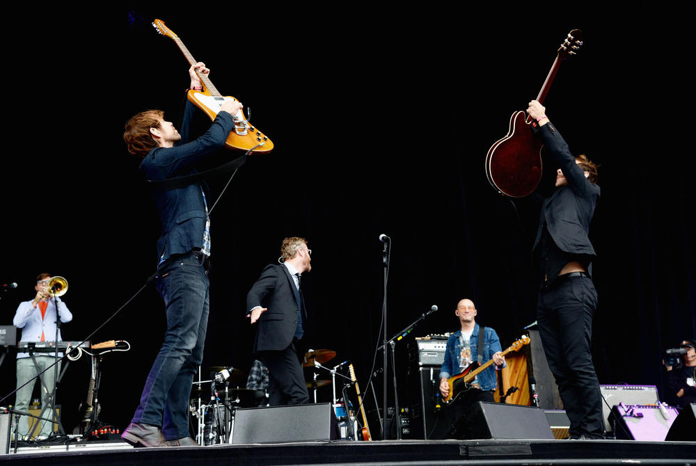 Aaron Dessner (L) and Bryce Dessner of The National perform at the 2013 Outside Lands Music and Arts Festival at Golden Gate Park in San Francisco, California.