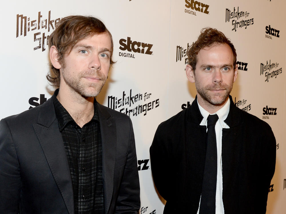 Aaron Dessner (L) and Bryce Dessner attend the Los Angeles screening of <em>Mistaken For Strangers</em>, a documentary about The National, in 2014.