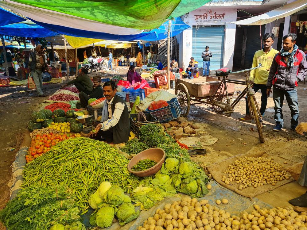 The vegetable market in Bangarmau, Uttar Pradesh, where Faisal Husain, 18, worked as a seller.