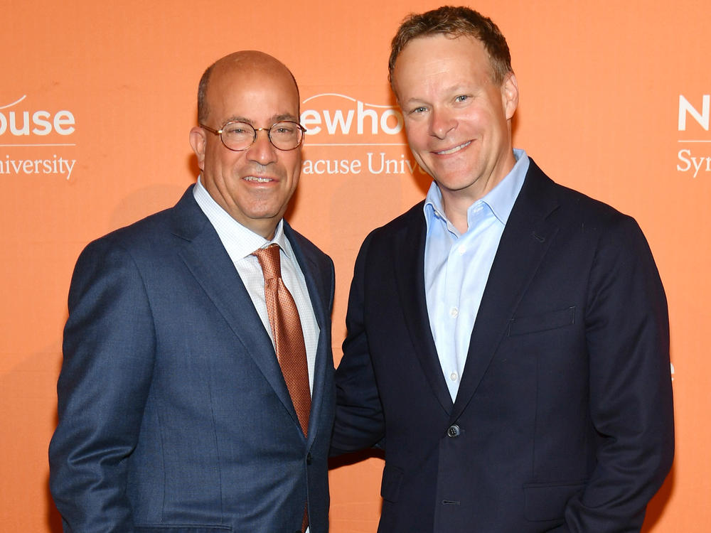 Former CNN head Jeff Zucker, left, poses with Licht at the 2019 Mirror Awards in New York City on June 13, 2019.