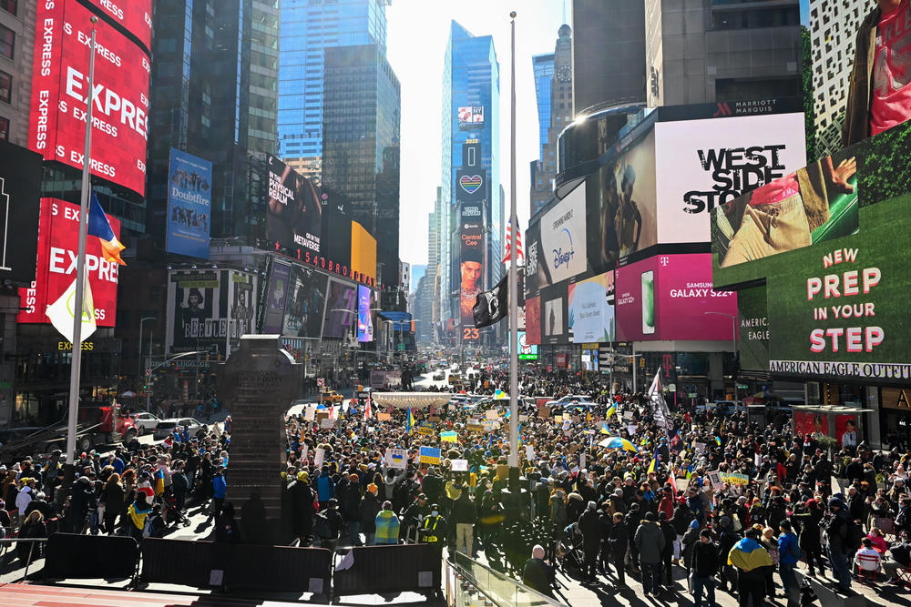 Hundreds of people gather for a 