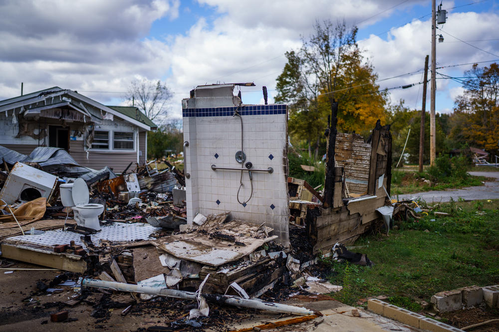 Remnants of a destroyed home pushed off its foundation by floodwaters remain in Waverly, Tenn., two months after the storm.