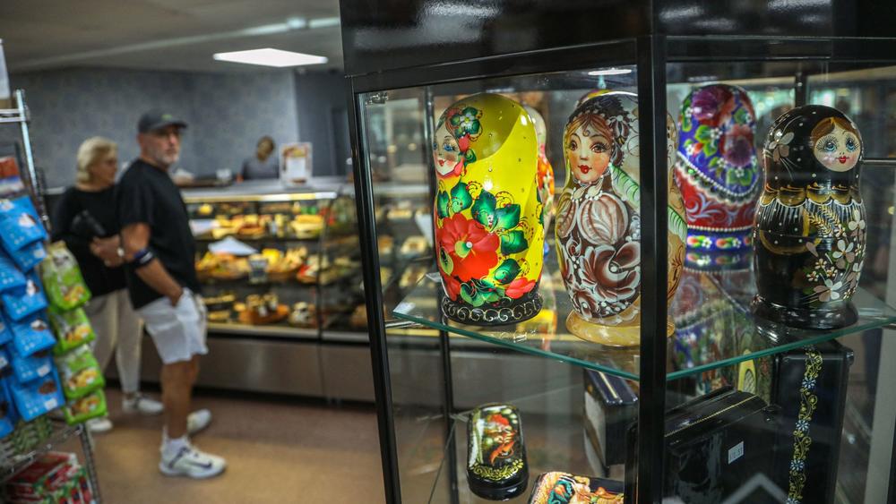 Russian Matryoshka dolls are displayed at Marky's Gourmet Market where Russian products are sold, in Miami, Fla., on Feb. 24.