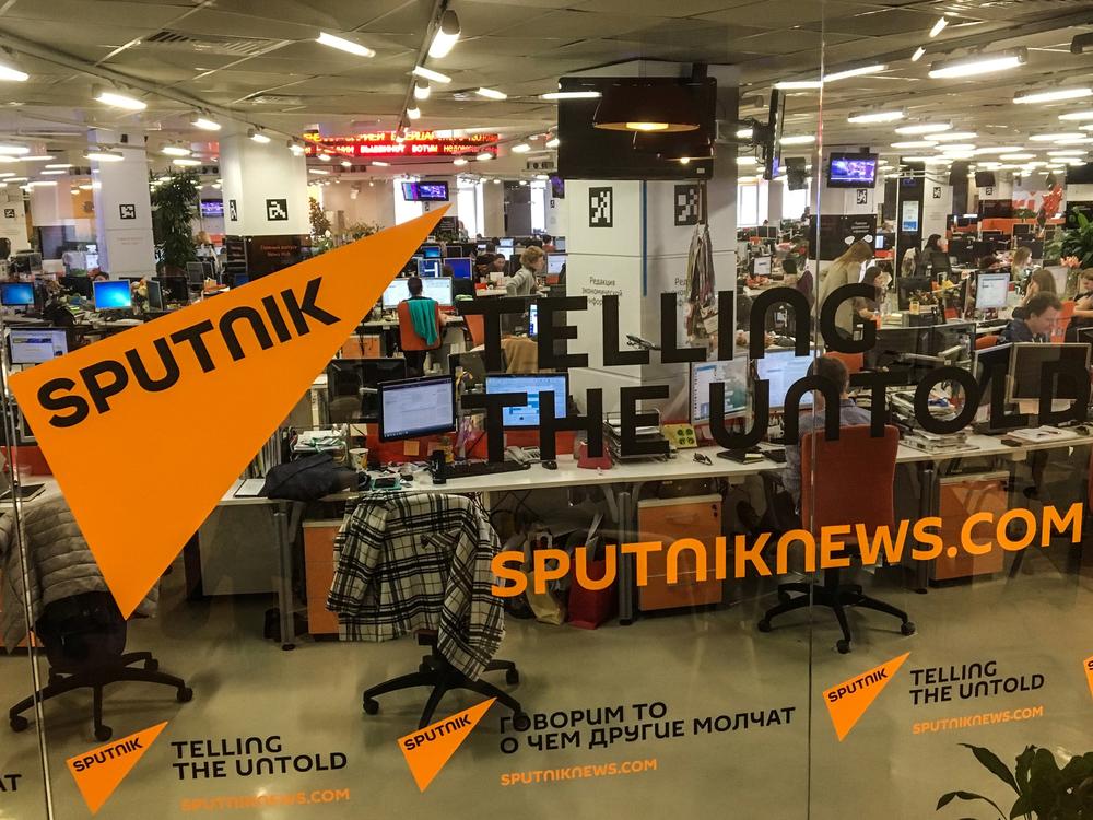 The main newsroom of Russian outlet Sputnik News in Moscow on April 27, 2018.