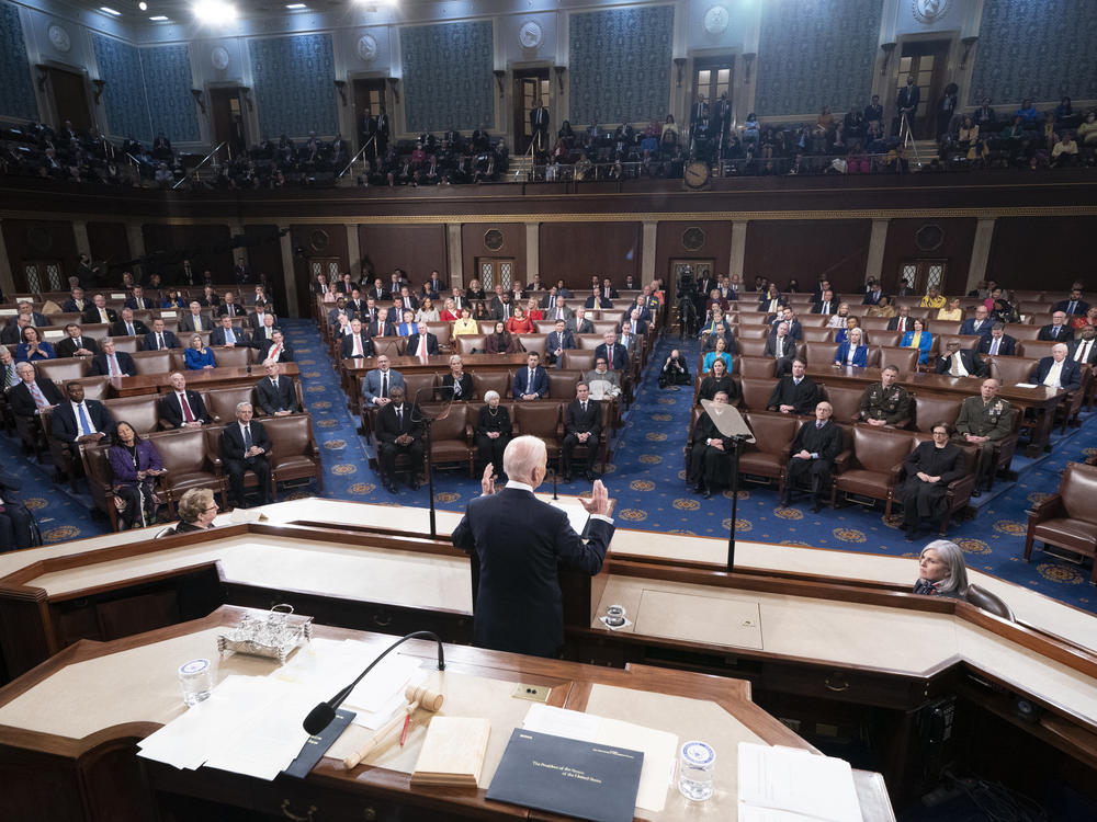 U.S. President Biden delivers the State of the Union address before a joint session of Congress in the U.S. Capitol House Chamber on Tuesday.