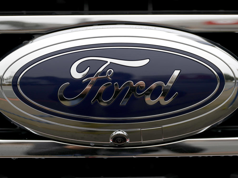 The Ford Bronco logo is displayed on a vehicle in Colma, Calif., on Jan. 5. The American automaker is splitting its auto business into two units.