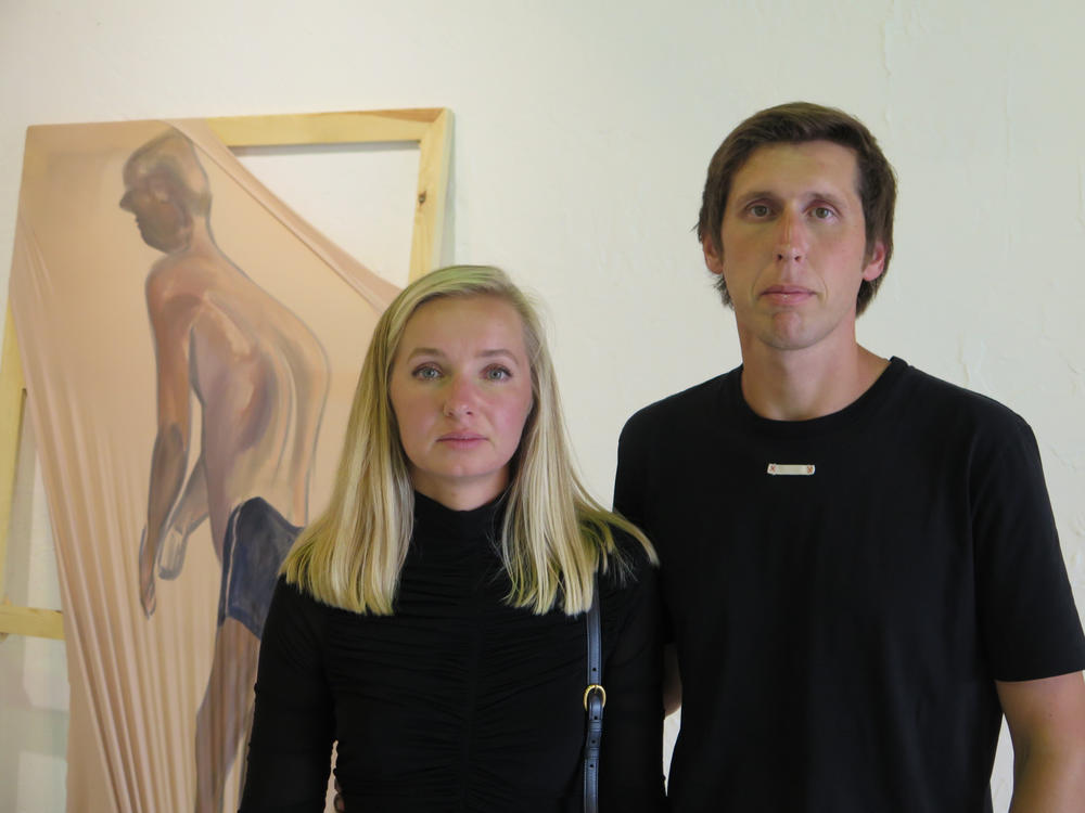 Julia and Max Voloshyn, owners of a gallery in Kyiv, were in Miami to exhibit Ukrainian art when first COVID and then the Russian invasion kept them from returning home.