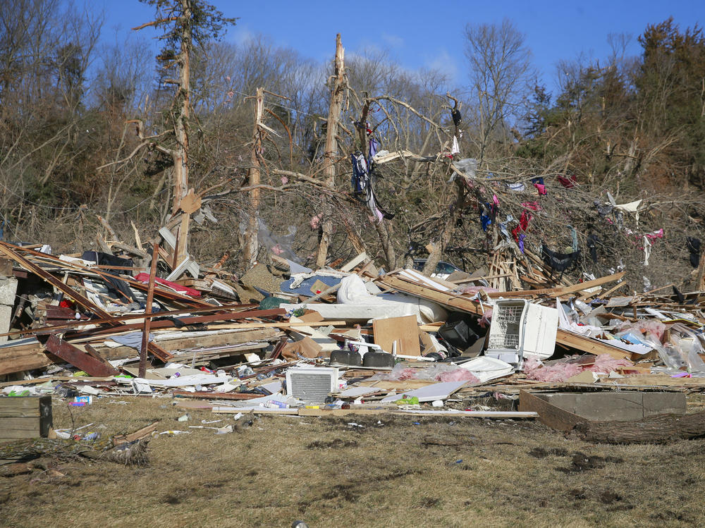Cleanup efforts are underway in Winterset, Iowa, on Sunday after a tornado hit the area.