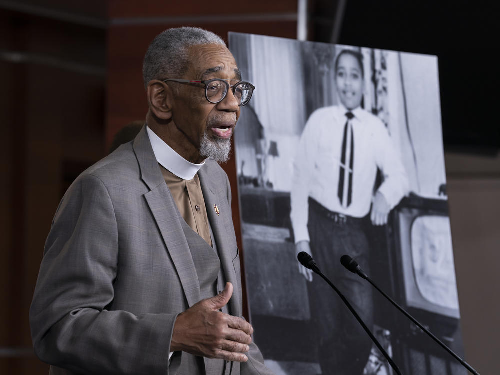 Rep. Bobby Rush, D-Ill., speaks about the Emmett Till Anti-Lynching Act, which was named after a 14-year-old boy who was lynched in Mississippi in 1955.