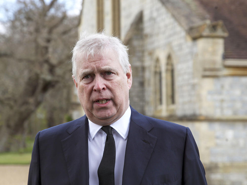 Britain's Prince Andrew speaks during a TV interview in April 2021. Lawyers for Prince Andrew and Virginia Giuffre, who accused him of sexually abusing her when she was 17, formally asked a judge Tuesday to dismiss her lawsuit.