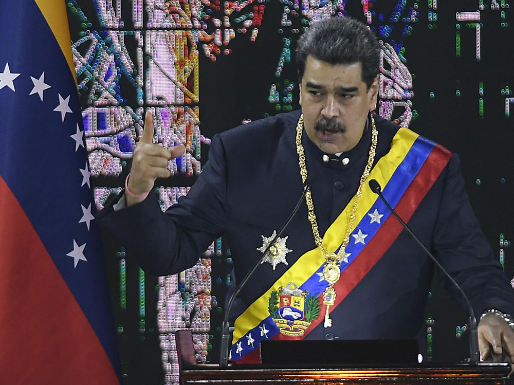 Venezuelan President Nicolas Maduro speaks during a ceremony marking the start of the judicial year at the Supreme Court in Caracas, Venezuela in January.