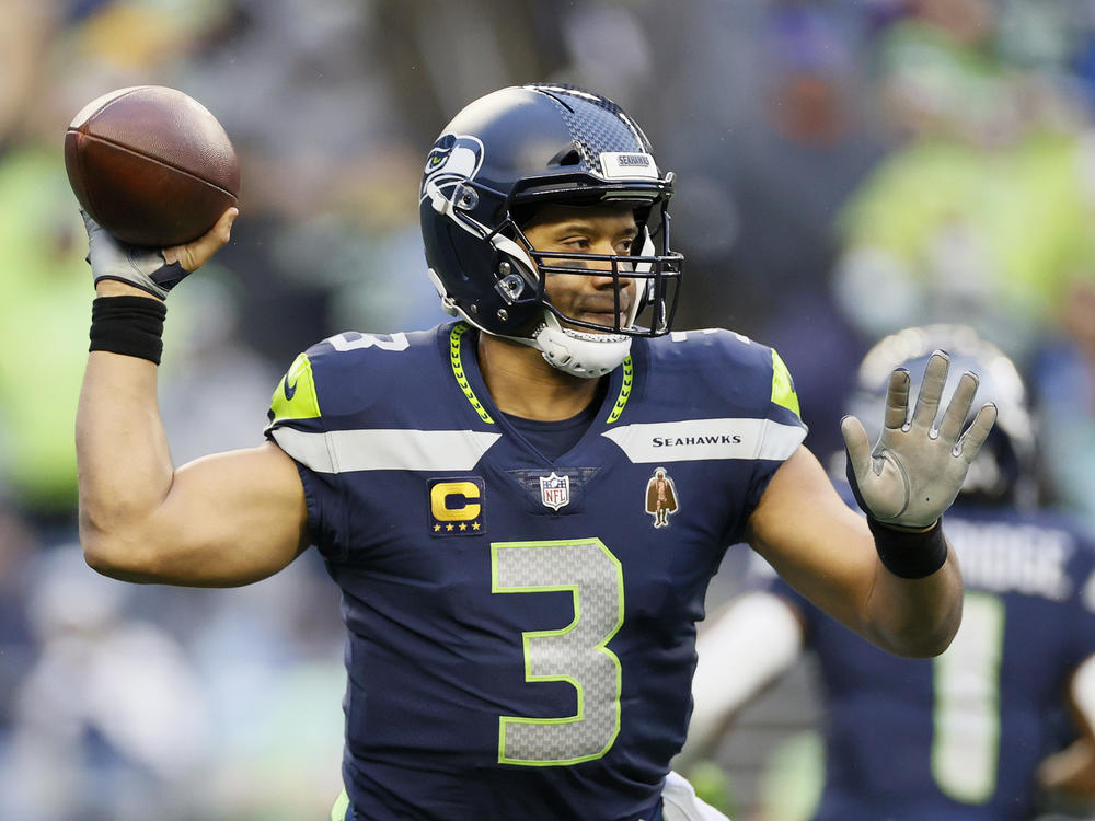 Russell Wilson of the Seattle Seahawks passes against the Detroit Lions during the third quarter at Lumen Field in January in Seattle, Wash.