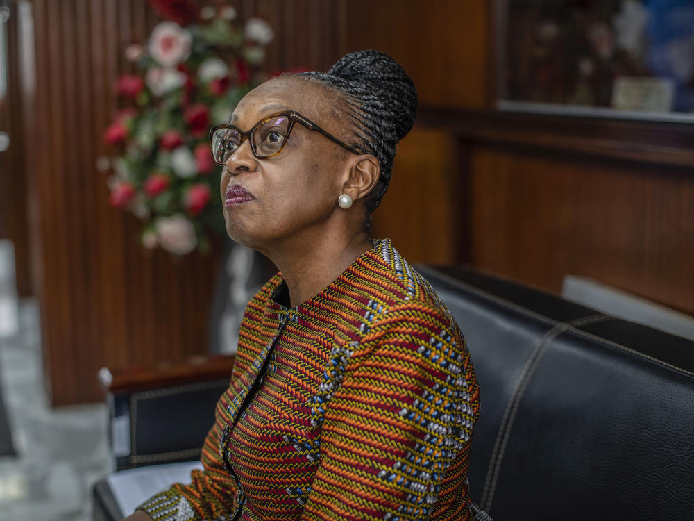 Dr. Matshidiso Moeti, the first woman to lead the the World Health Organization's regional Africa office, sits in her office in Brazzaville, Congo on Feb. 8, 2022.