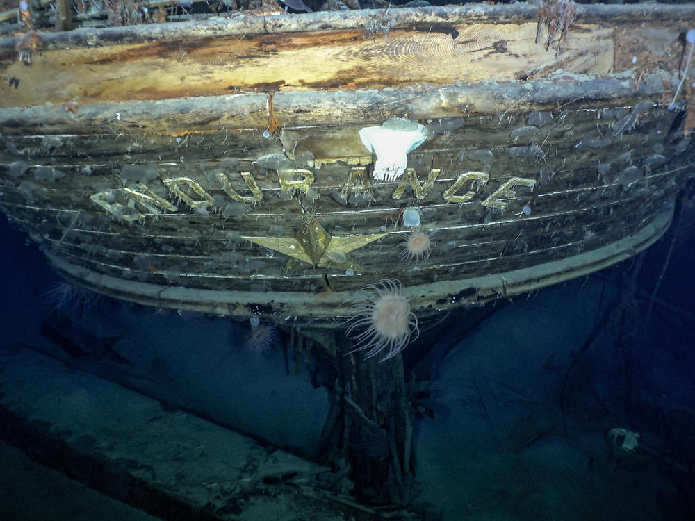 The name Endurance is still visible on the ship's stern.