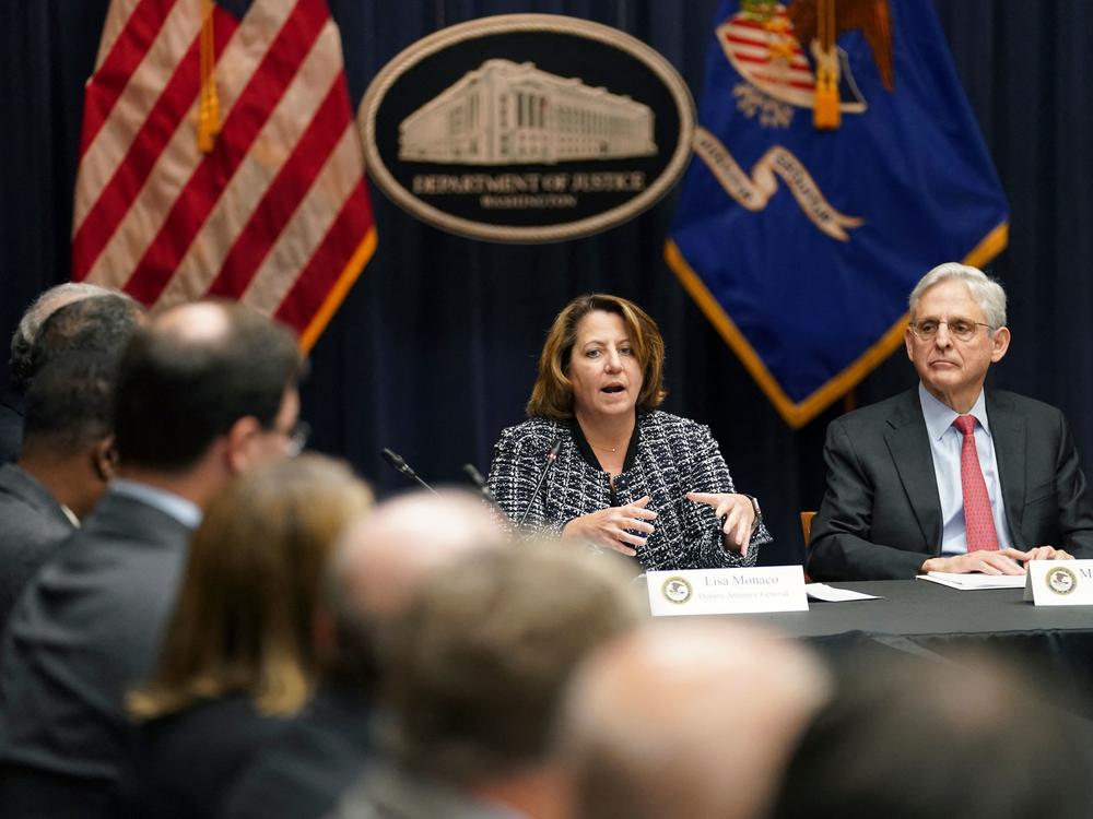 US Attorney General Merrick Garland and Deputy US Attorney General Lisa Monaco  in Washington, DC, March 10, 2022. Monaco signed a memo ending the use of compassionate release waivers in plea agreements.