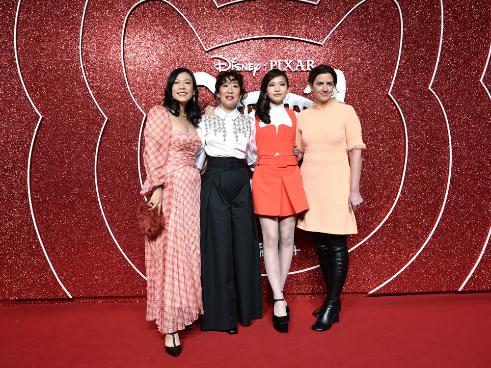 Domee Shi, Sandra Oh, Rosalie Chiang and Lindsey Collins attend the U.K. gala screening of 'Turning Red' at Everyman Borough Yards on Feb. 21 in London.