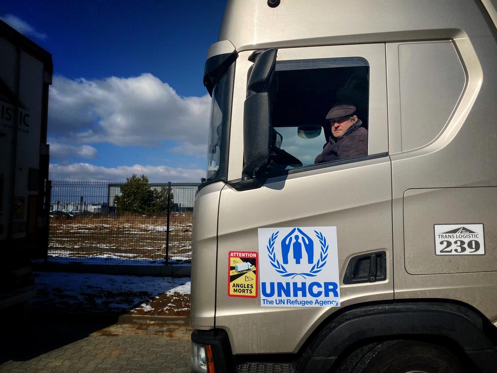 Driver Mykola prepares for a run into Ukraine.