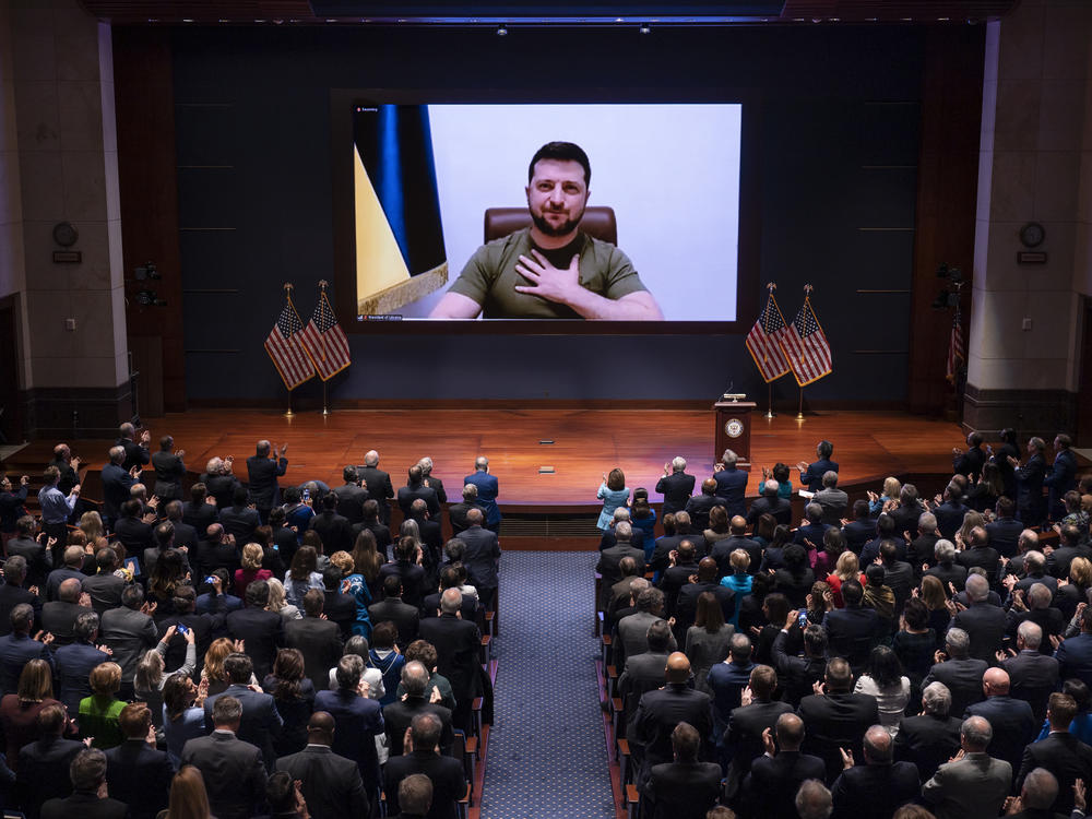 Ukrainian President Volodymyr Zelenskyy speaks to the U.S. Congress by video on Wednesday to plead for support as his country is besieged by Russian forces.