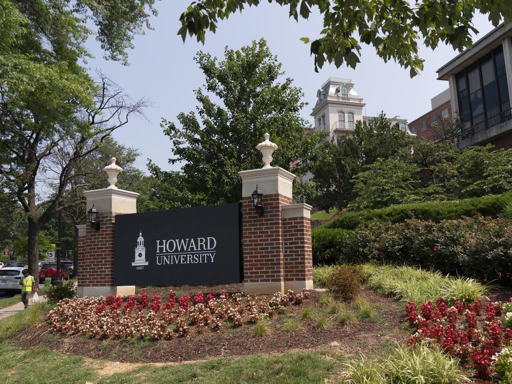 An electronic signboard welcomes people to the Howard University campus in Washington. Faculty members say they plan to protest over unfair working conditions for its tenure faculty on campus.