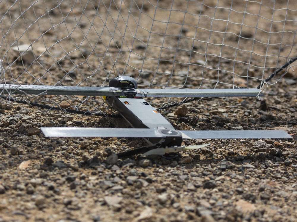 This image provided by the Marine Corps shows a Switchblade drone. One hundred Switchblades — which are small enough to be carried in a backpack — are part of the new U.S. package to Ukraine.