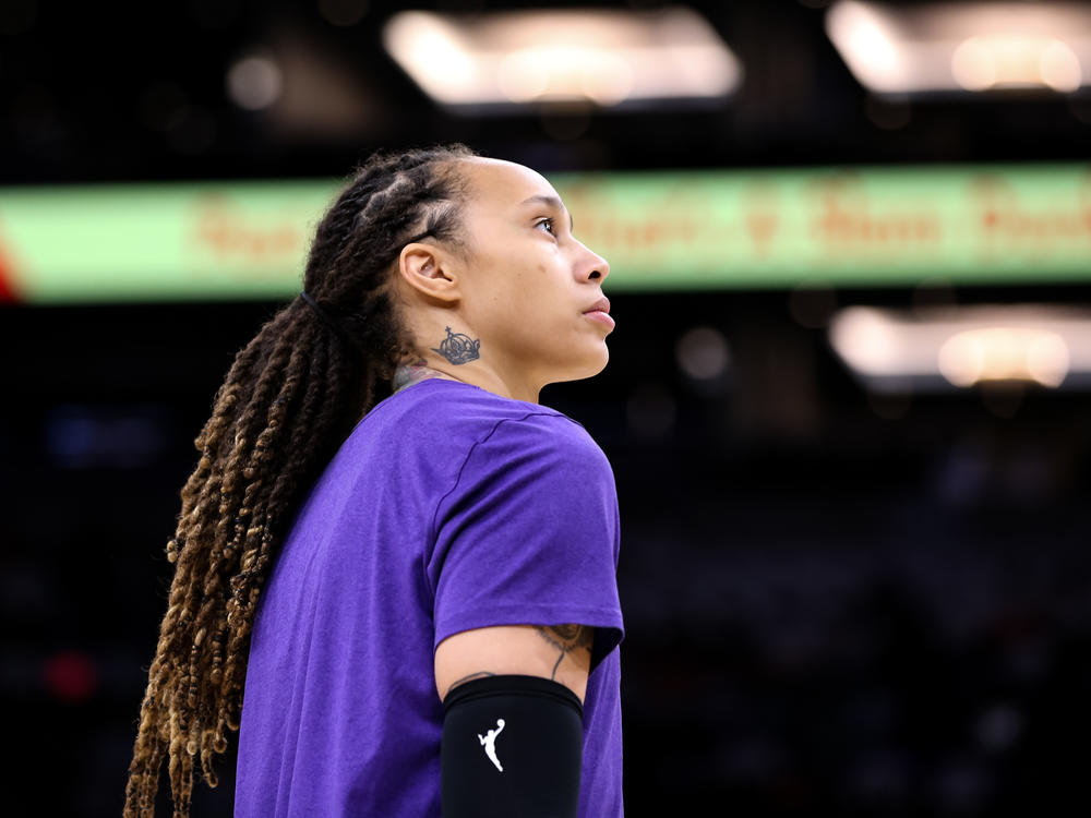 Brittney Griner of the Phoenix Mercury, pictured at a game in 2021. Russian state media reports she will remain in custody until May 19.