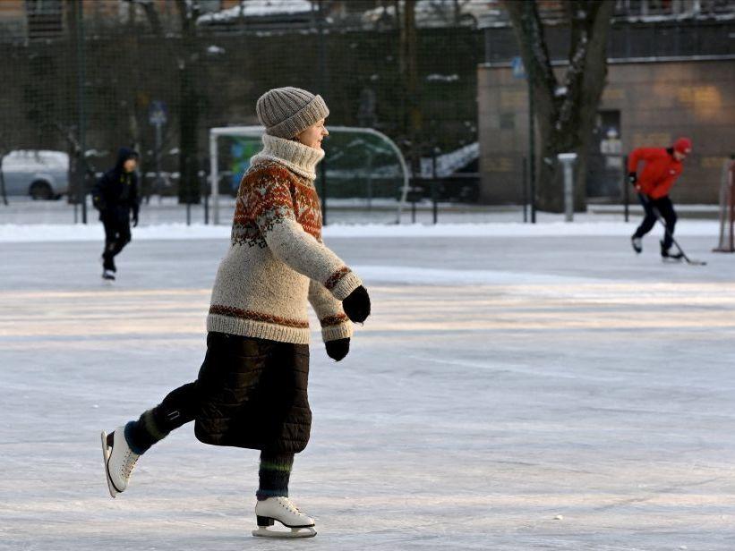A woman skates in Helsinki, on a sunny but frosty Boxing Day on Dec. 26, with temperatures around 9 degrees Fahrenheit.