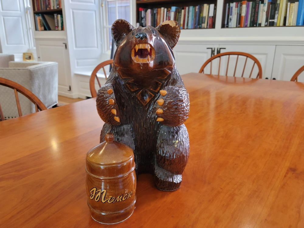 During his work at a prison in Tomsk, Russia, Dr. Salmaan Keshavjee received this honey pot carved out of wood by a few of the prisoners. 