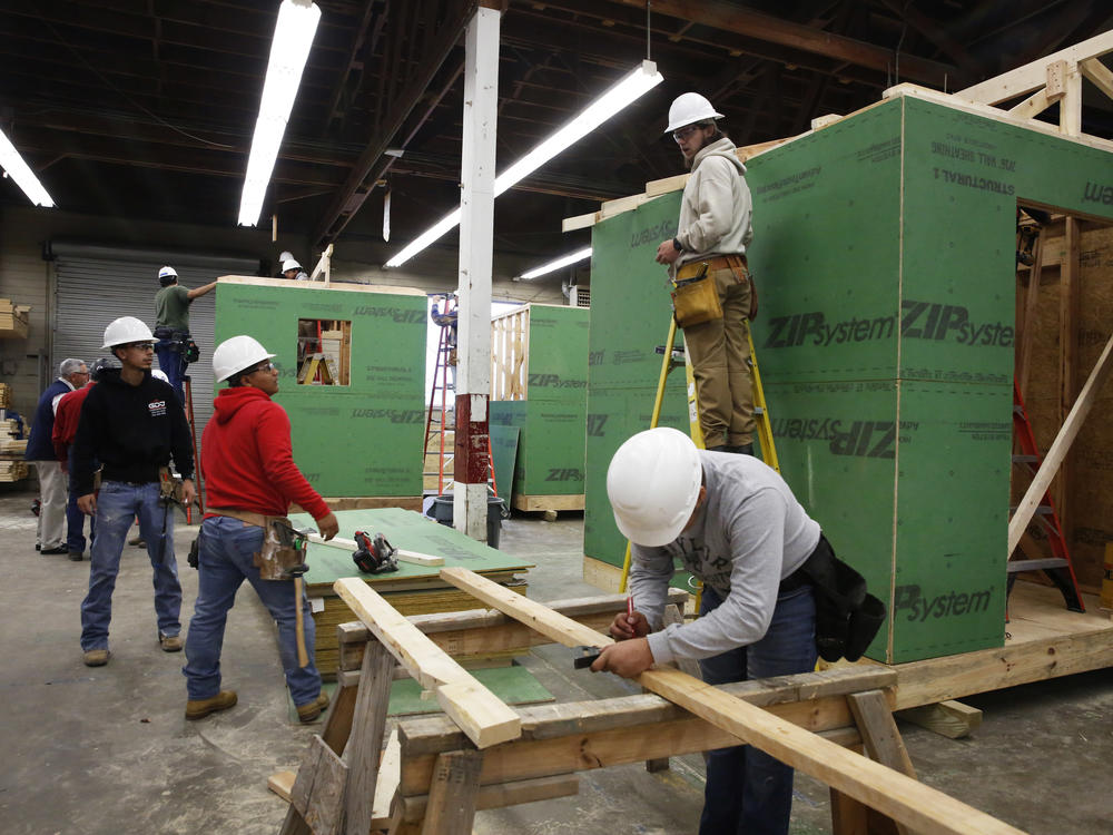 Students in the construction program at Texas State Technical College in Waco.