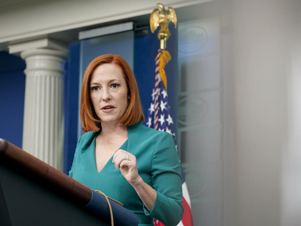 White House press secretary Jen Psaki speaks during a press briefing at the White House on March 17, 2022, in Washington. Psaki announced she recently tested positive for COVID-19.