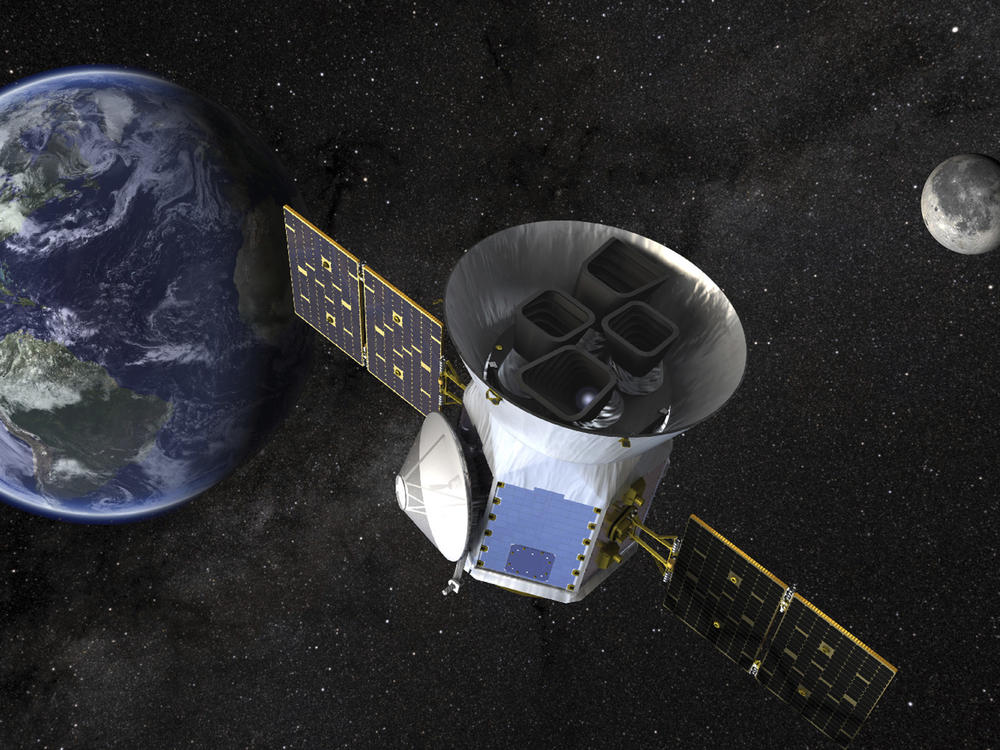 This image made available by NASA shows an illustration of the Transiting Exoplanet Survey Satellite (TESS).