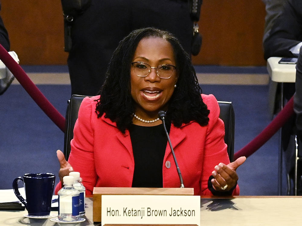 Judge Ketanji Brown Jackson testifies on her nomination to become an associate justice of the U.S. Supreme Court during the Senate Judiciary Committee's confirmation hearing on Tuesday.