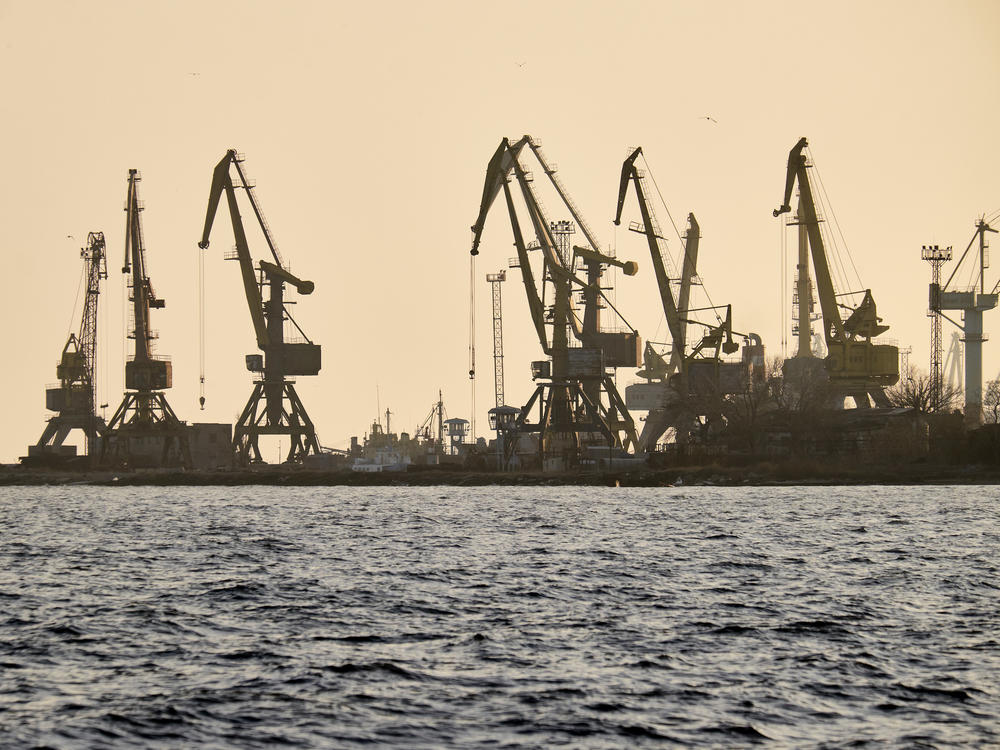 The port of Mariupol is seen on Feb. 17, before the Russian attack started.