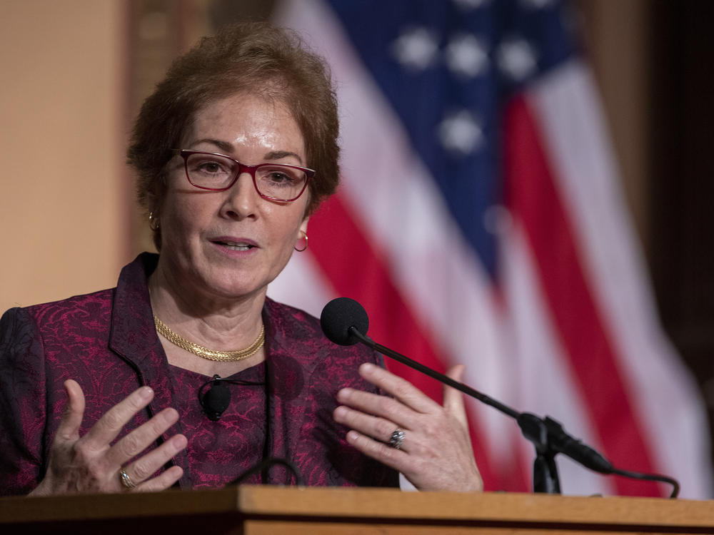 Former U.S. Ambassador Marie Yovanovitch, pictured in 2020, says she has been giving out anti-Putin merchandise as gifts for years.