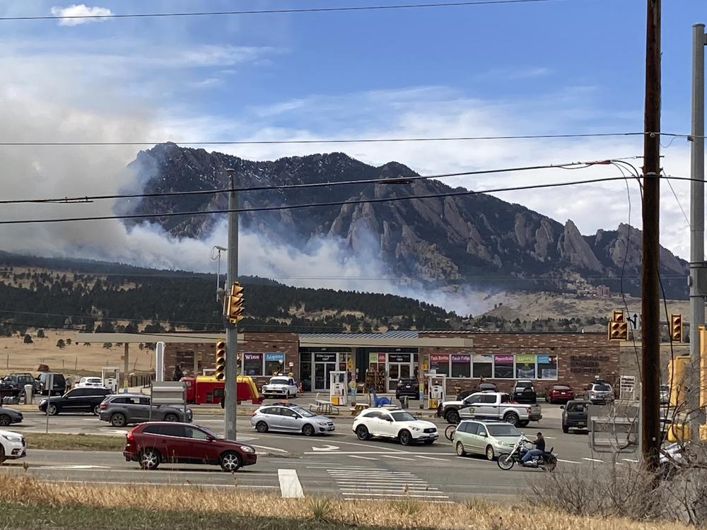 Smoke billows from a wildfire on Saturday in Marshall, Colo. a few miles south of Boulder, Colo.
